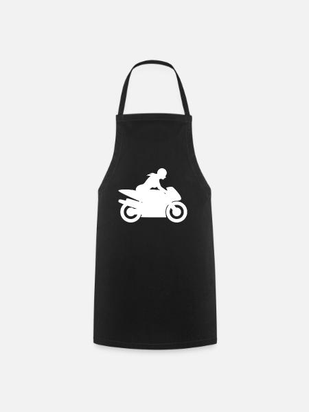 Motorradfahrerin Bikerin - Kochschürze - Schwarz