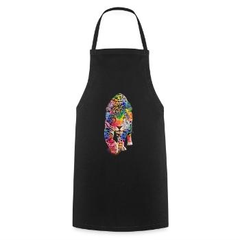Multicolour leopard - Cooking Apron - black - Front - AI Model Male 185 dark (185cm)