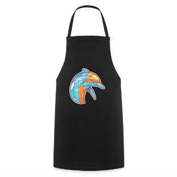 Delphin Bunte Aquarell-Tierillustration - Kochschürze - Schwarz - Vorne - AI Model Male 185 dark (185cm)