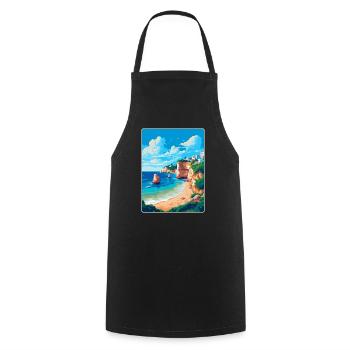 Algarve Portugal Vintage Reiseplakat Souvenir - Kochschürze - Schwarz - Vorne - AI Model Male 185 dark (185cm)