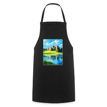 Leeds Castle England Uk Travel Poster Souvenir WPA - Cooking Apron - black - Front - AI Model Male 185 dark (185cm)
