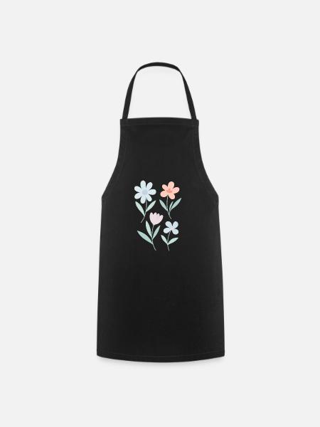 Soft Flowers – pastellig & verspielt - Kochschürze - Schwarz