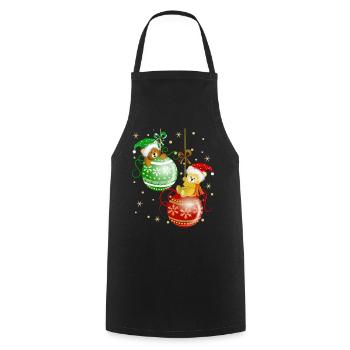 Bärchen auf Weihnachtskugeln Bär Weihnachtsdeko - Kochschürze - Schwarz - Vorne - AI Model Male 185 dark (185cm)