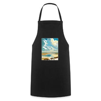 Wattenmeer Niederlande Vintage Reiseposter WPA - Kochschürze - Schwarz - Vorne - AI Model Male 185 dark (185cm)