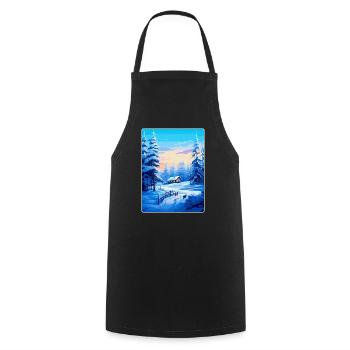 Lappland Finnland Vintage Reiseplakat Souvenir WPA - Kochschürze - Schwarz - Vorne - AI Model Male 185 dark (185cm)