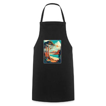 Tasmanien Australien Vintage Reiseposter Souvenir - Kochschürze - Schwarz - Vorne - AI Model Male 185 dark (185cm)