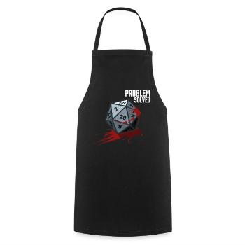 D20 Würfel - Problem solved - Kochschürze - Schwarz - Vorne - AI Model Male 185 dark (185cm)