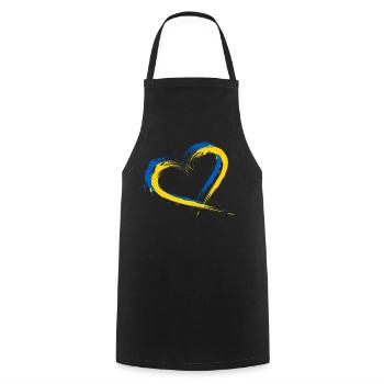 Herz Bürste Flagge der Ukraine Design Farbe Fahne - Kochschürze - Schwarz - Vorne - AI Model Male 185 dark (185cm)