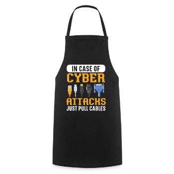 In Case Of Cyber Attacks Just Pull Cables - Kochschürze - Schwarz - Vorne - AI Model Male 185 dark (185cm)