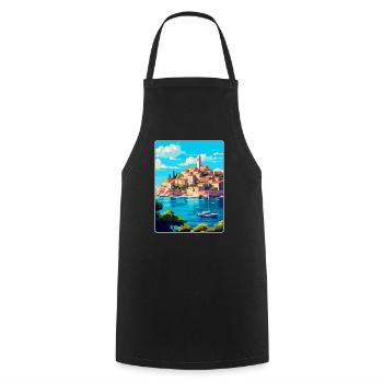 Primosten Kroatien Vintage Reiseplakat Souvenir - Kochschürze - Schwarz - Vorne - AI Model Male 185 dark (185cm)