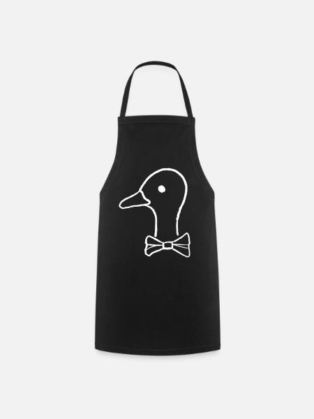 Ente mit Fliege - Kochschürze - Schwarz