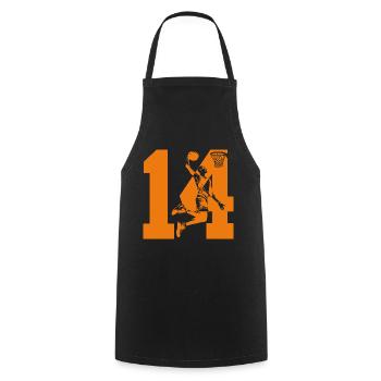 NUMMER 14 BASKETBALL 14. GEBURTSTAG - Kochschürze - Schwarz - Vorne - AI Model Male 185 dark (185cm)