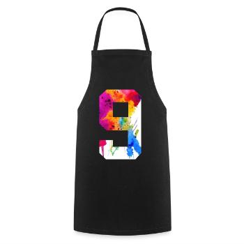 NUMBER 9 YEARS OLD 9TH BIRTHDAY - Cooking Apron - black - Front - AI Model Male 185 dark (185cm)