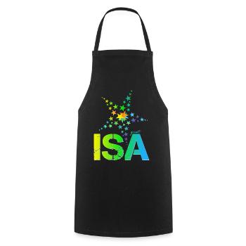 Isa Geburtstag Isabell - Kochschürze - Schwarz - Vorne - AI Model Male 185 dark (185cm)