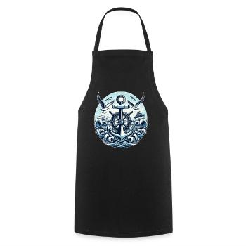 Anchor Steering Wheel Logo - Cooking Apron - black - Front - AI Model Male 185 dark (185cm)