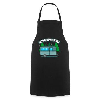 Hotelbettenallergiker Lustiger Camper Spruch Campi - Kochschürze - Schwarz - Vorne - AI Model Male 185 dark (185cm)