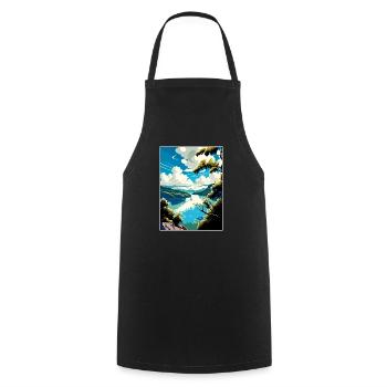 Danube River Europe Vintage Travel Poster Souvenir - Cooking Apron - black - Front - AI Model Male 185 dark (185cm)