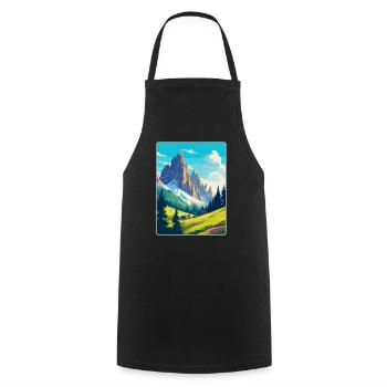 Dolomiten Italien Vintage Reiseplakat Souvenir WPA - Kochschürze - Schwarz - Vorne - AI Model Male 185 dark (185cm)