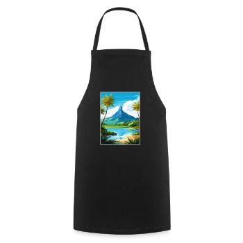 Bora Französisch-Polynesien Vintage Reiseposter - Kochschürze - Schwarz - Vorne - AI Model Male 185 dark (185cm)