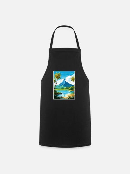 Bora Französisch-Polynesien Vintage Reiseposter - Kochschürze - Schwarz