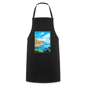 Monaco French Riviera France Vintage Travel Poster - Cooking Apron - black - Front - AI Model Male 185 dark (185cm)