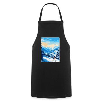 Saalbach Austria Vintage Travel Poster Souvenir - Cooking Apron - black - Front - AI Model Male 185 dark (185cm)