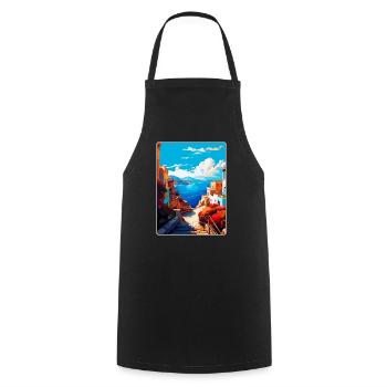 Crète Grèce Affiche de voyage vintage WPA Souvenir - Tablier de cuisine - noir - Devant - AI Model Male 185 dark (185cm)