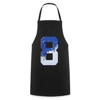 NR. 8 NUMMER 8 BLAU WEIß 8. GEBURTSTAG - Kochschürze - Schwarz - Vorne - AI Model Male 185 dark (185cm)