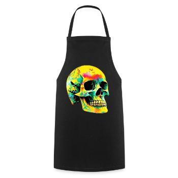 Totenkopf - Kochschürze - Schwarz - Vorne - AI Model Male 185 dark (185cm)