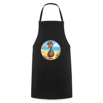 Emu Aquarell Cartoon Kawaii Clipart Tier - Kochschürze - Schwarz - Vorne - AI Model Male 185 dark (185cm)
