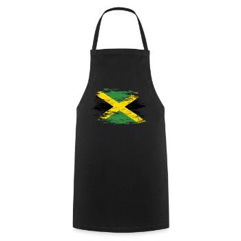 Jamaica flag used - Cooking Apron - black - Front - AI Model Male 185 dark (185cm)