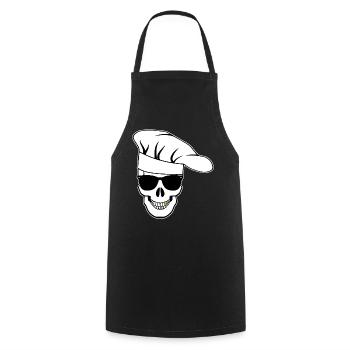 Crâne avec lunettes de soleil, toque de chef - Tablier de cuisine - noir - Devant - AI Model Male 185 dark (185cm)