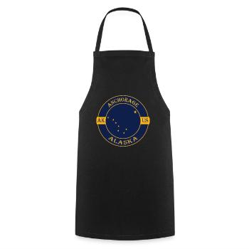 Anchorage Alaska Flagge USA Reise Souvenir Abzeichen - Kochschürze - Schwarz - Vorne - AI Model Male 185 dark (185cm)