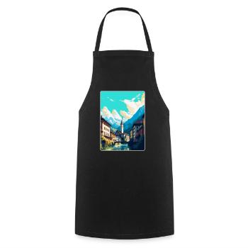 Chur Switzerland Vintage Travel Poster Souvenir - Cooking Apron - black - Front - AI Model Male 185 dark (185cm)