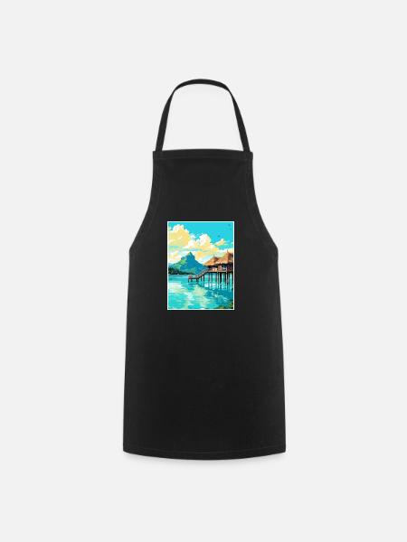 Bora Französisch-Polynesien Vintage Reiseposter WPA - Kochschürze - Schwarz
