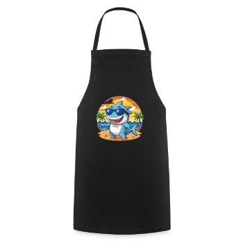 Shark Funny Cartoon Summer Beach Sunglasses - Cooking Apron - black - Front - AI Model Male 185 dark (185cm)