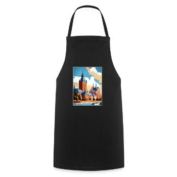 Halmstad Schweden Vintage Reiseposter WPA Souvenir - Kochschürze - Schwarz - Vorne - AI Model Male 185 dark (185cm)