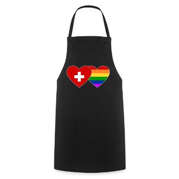Schweiz Regenbogen Flagge - Kochschürze - Schwarz - Vorne - AI Model Male 185 dark (185cm)