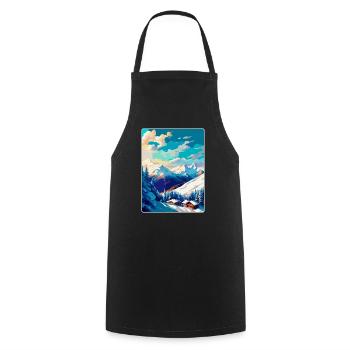 Verbier Schweiz Vintage Reiseplakat Souvenir - Kochschürze - Schwarz - Vorne - AI Model Male 185 dark (185cm)