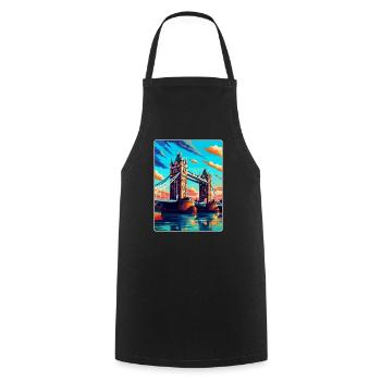 Tower Bridge England Uk Vintage Travel Poster WPA - Cooking Apron - black - Front - AI Model Male 185 dark (185cm)