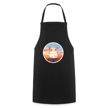 Hamster Buntes Aquarell Cartoon Kawaii Tier - Kochschürze - Schwarz - Vorne - AI Model Male 185 dark (185cm)