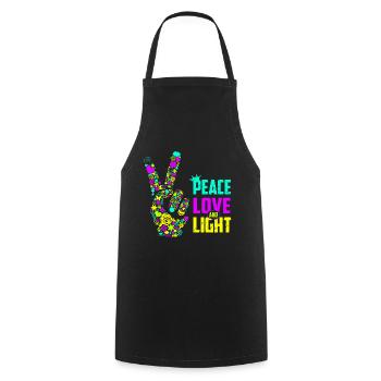 Peace Love Light Handzeichen Friedenssymbol Neon - Kochschürze - Schwarz - Vorne - AI Model Male 185 dark (185cm)