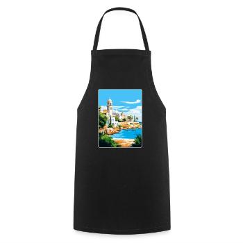 Paphos Chypre Affiche de voyage vintage WPA Souvenir - Tablier de cuisine - noir - Devant - AI Model Male 185 dark (185cm)