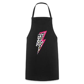 Blitz Leoparden Muster Pastellfarben mit Neon-Pink - Kochschürze - Schwarz - Vorne - AI Model Male 185 dark (185cm)