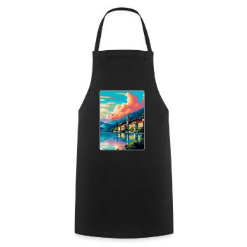 Lac de Côme Italie Affiche de voyage vintage Souvenir WPA - Tablier de cuisine - noir - Devant - AI Model Male 185 dark (185cm)