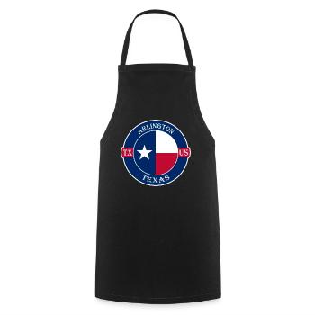 Arlington Texas Flagge USA Reise Souvenir Abzeichen - Kochschürze - Schwarz - Vorne - AI Model Male 185 dark (185cm)