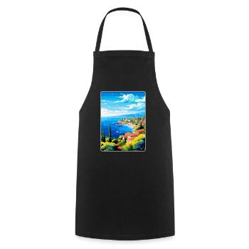 Cote D Azur France Vintage Travel Poster Souvenir - Cooking Apron - black - Front - AI Model Male 185 dark (185cm)