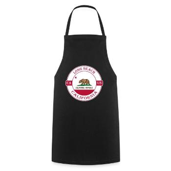 Long Beach Kalifornien Flagge USA Souvenir Abzeichen - Kochschürze - Schwarz - Vorne - AI Model Male 185 dark (185cm)