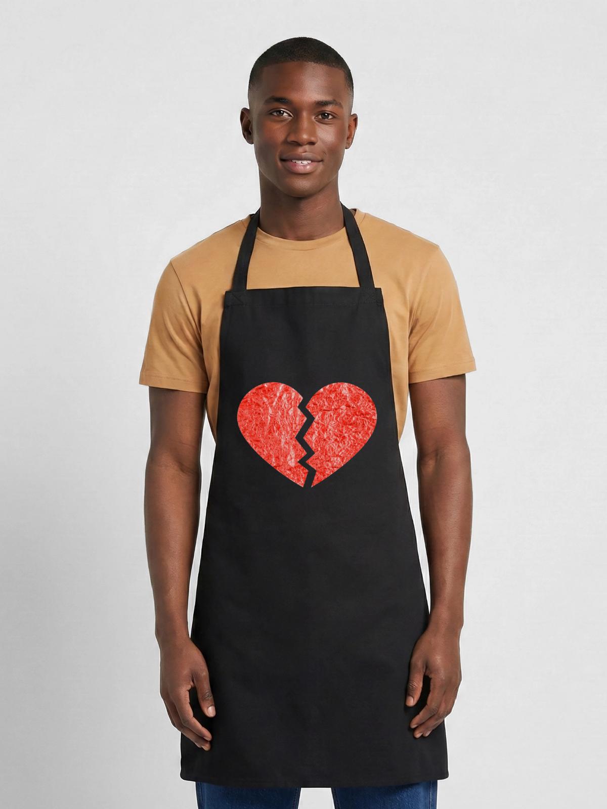 Zerknittert Herz Muster - Kochschürze - Schwarz - Vorne - AI Model Male 185 dark (185cm)