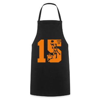 NUMMER 15 BASKETBALL 15. GEBURTSTAG - Kochschürze - Schwarz - Vorne - AI Model Male 185 dark (185cm)
